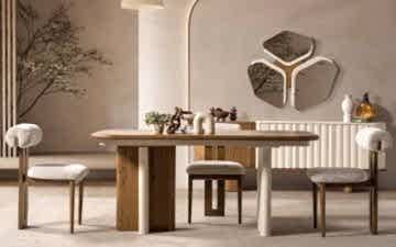 Luther Yemek Odası Takımı (Beyaz-Ceviz)