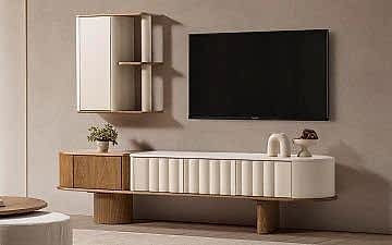 Luther Tv Ünitesi (Beyaz-Ceviz)